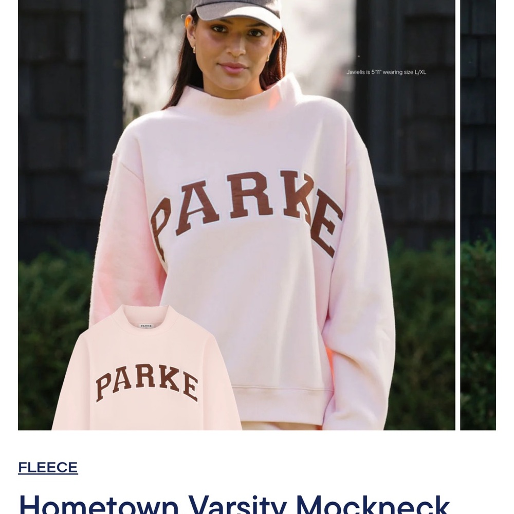 PARKE Pink Varsity Mockneck Sweatshirt